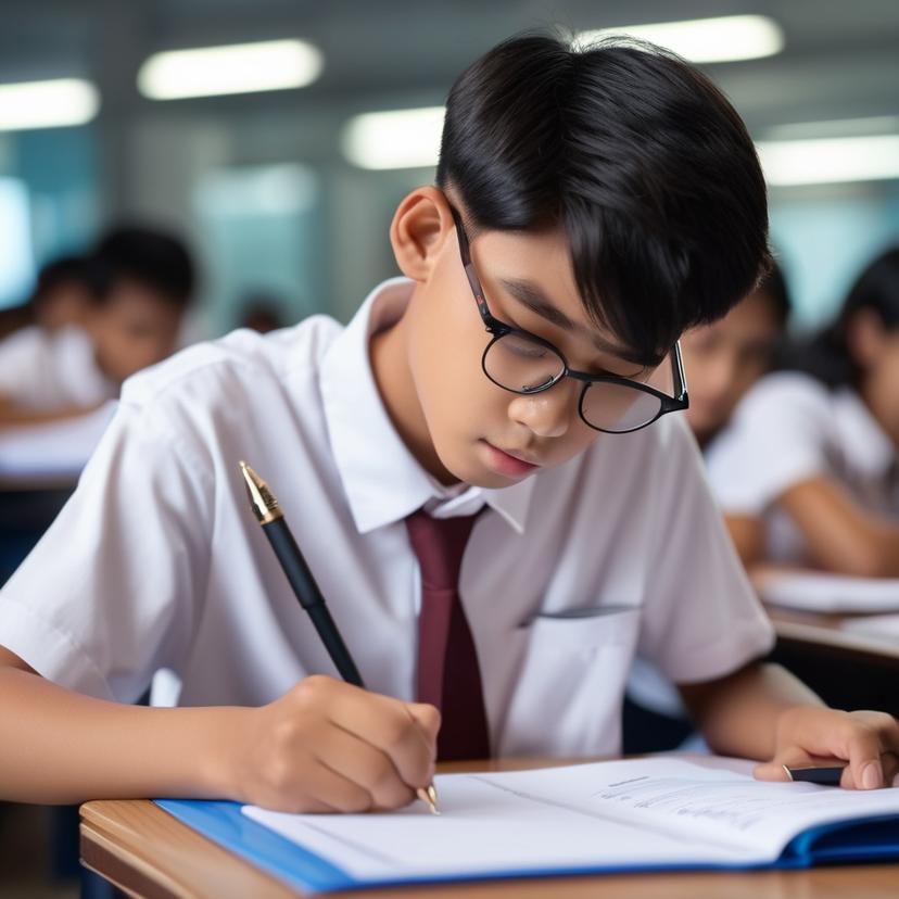 High School Student Taking An Exam