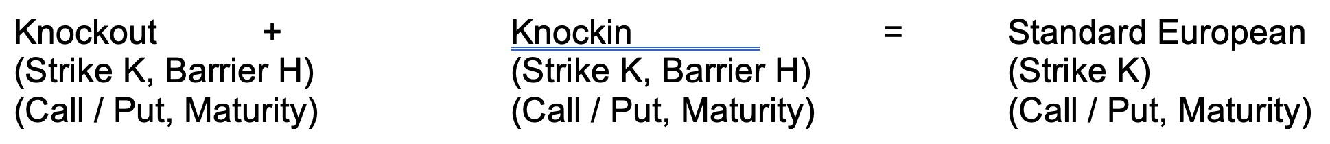 Knockout Option Plus Knockin Option Formula Image